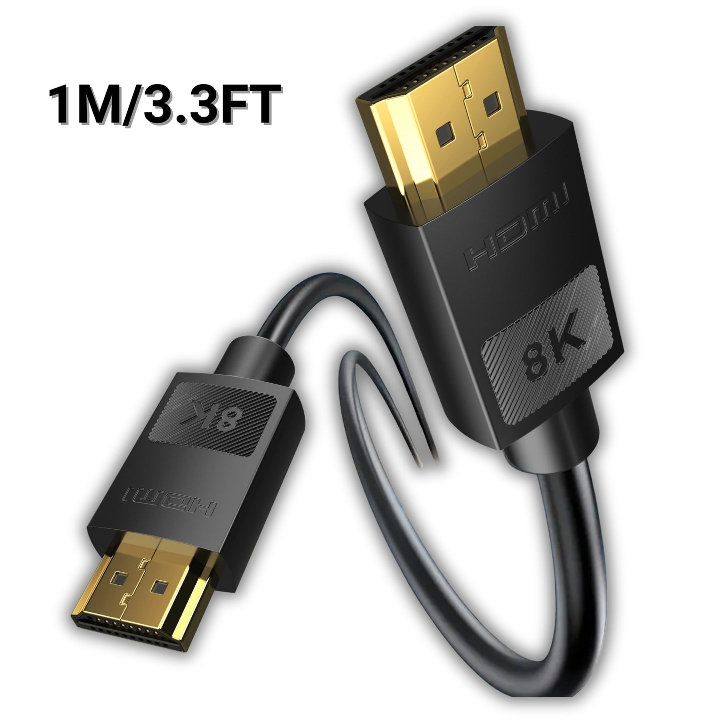 Cable HDMI 2.1 8K: 48 Gbps de ultraalta velocidad 4K a 120 Hz 8K a 60 Hz (1 m/3,3 pies)