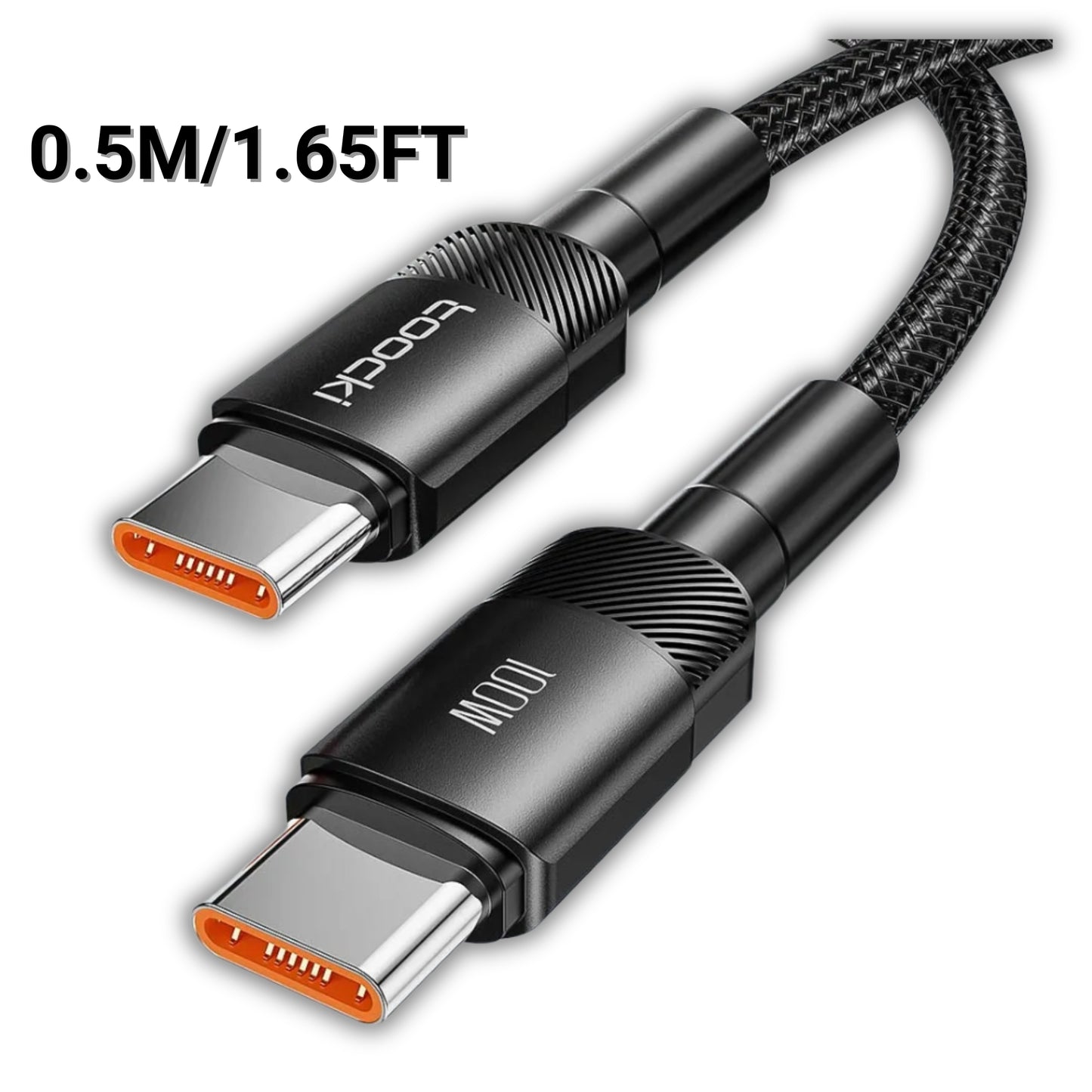 100W USB-C to USB-C fast charging cable with braided nylon design, compatible with MacBook, iPhone 15, Samsung, and more