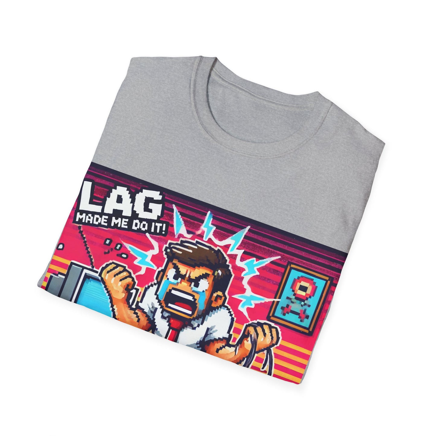Funny Gamer Unisex Softstyle T-Shirt - 'Lag Made Me Do It' Design