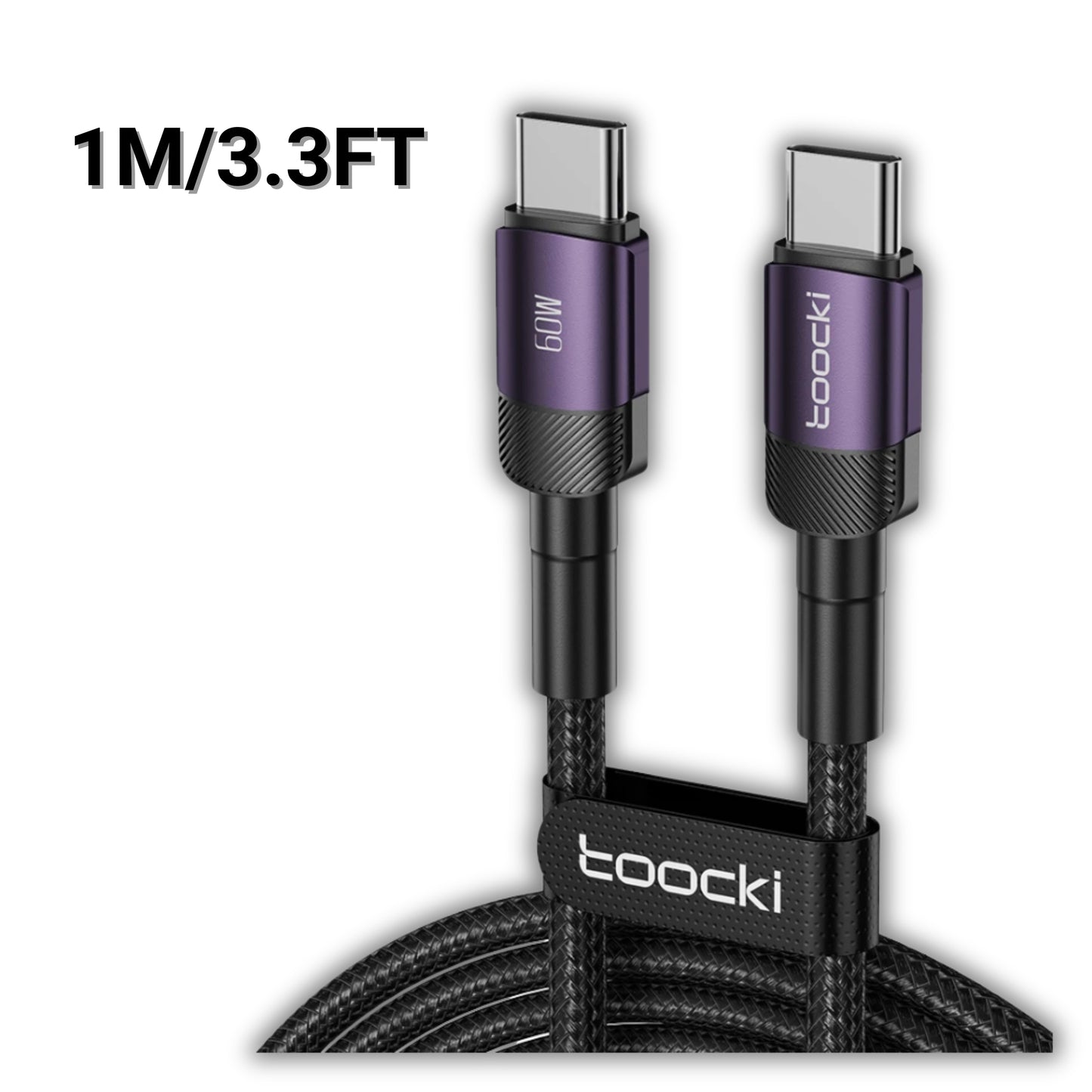 Cable de carga rápida USB-C a USB-C de 60 W – PD 3.0 Quick Charge 4.0 1 m morado