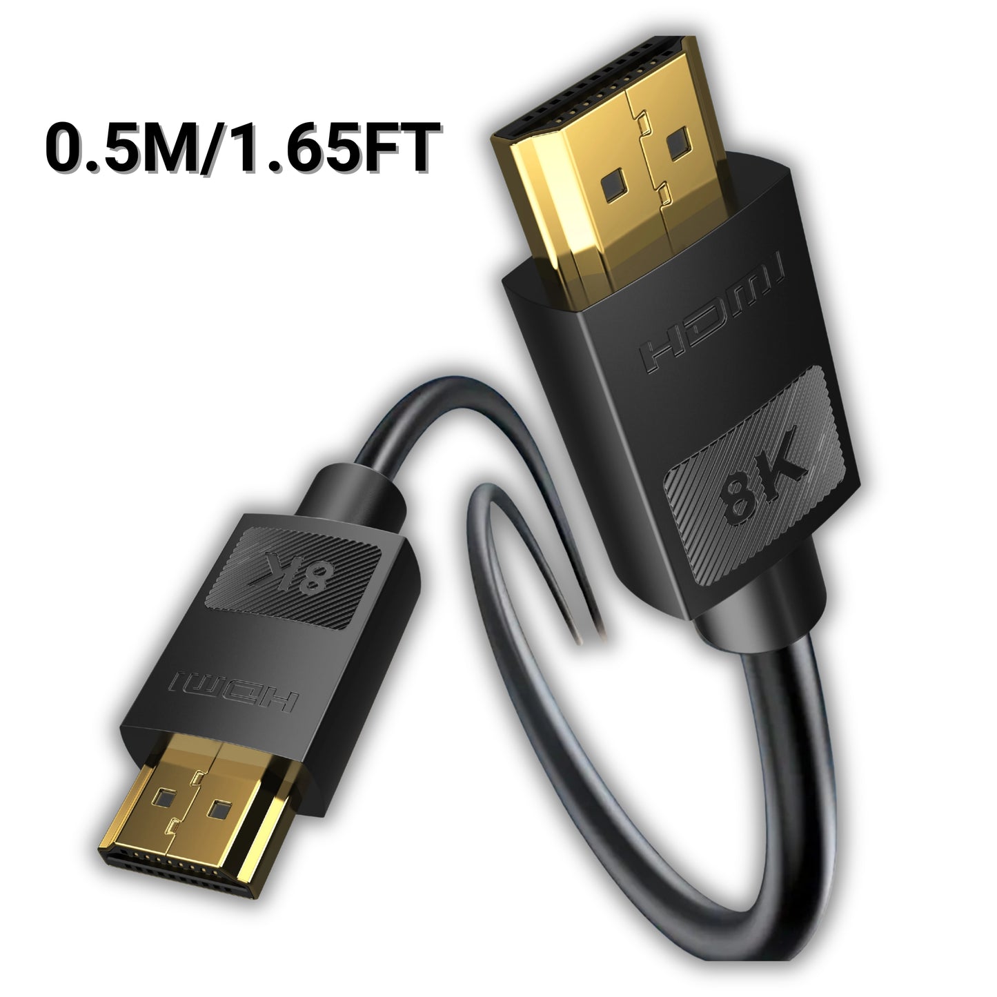 8K HDMI 2.1 Cable – 48Gbps Ultra High-Speed 4K@120Hz 8K@60Hz (0.5M/1.65FT)