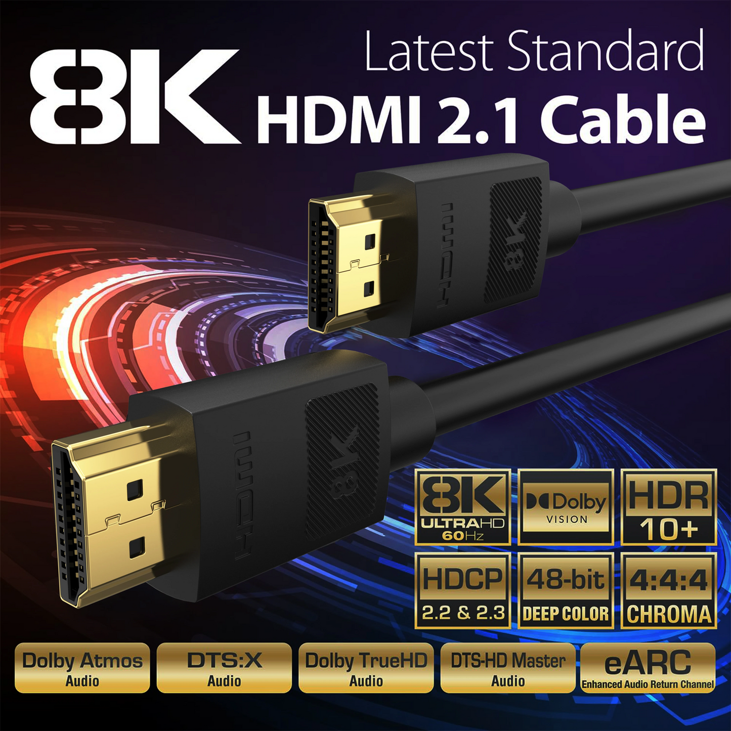Cable HDMI 2.1 8K: 48 Gbps de ultraalta velocidad 4K a 120 Hz 8K a 60 Hz (1 m/3,3 pies)