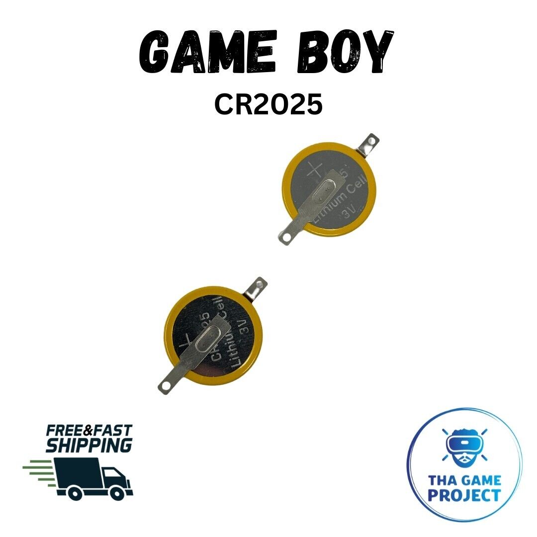 2 x Tabbed CR2025 3V Batteries Perfect for Game Boy Cartridge Replacement