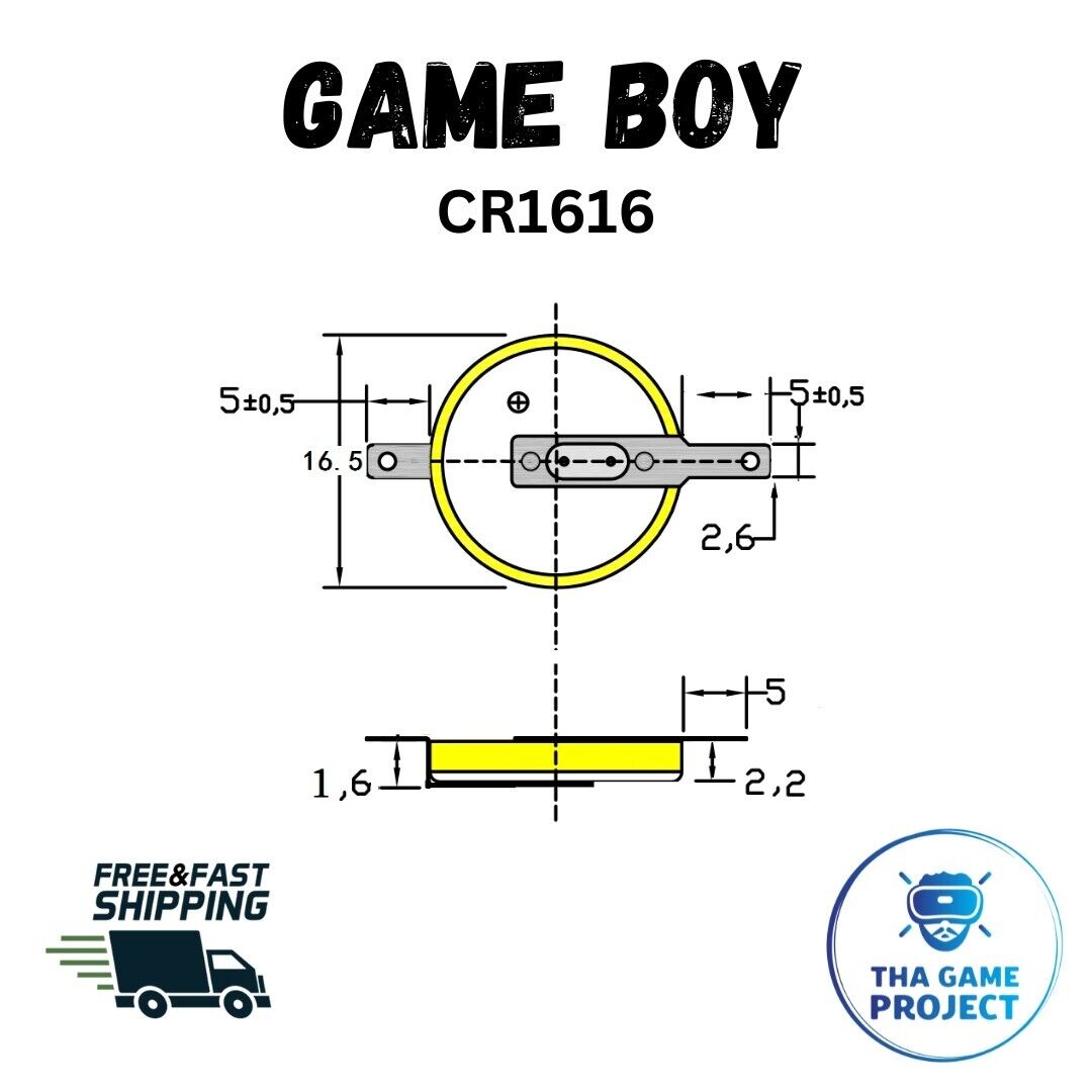 🔋 2 pilas CR1616 de 3 V con lengüeta: ideales para reemplazar cartuchos de Game Boy 🎮