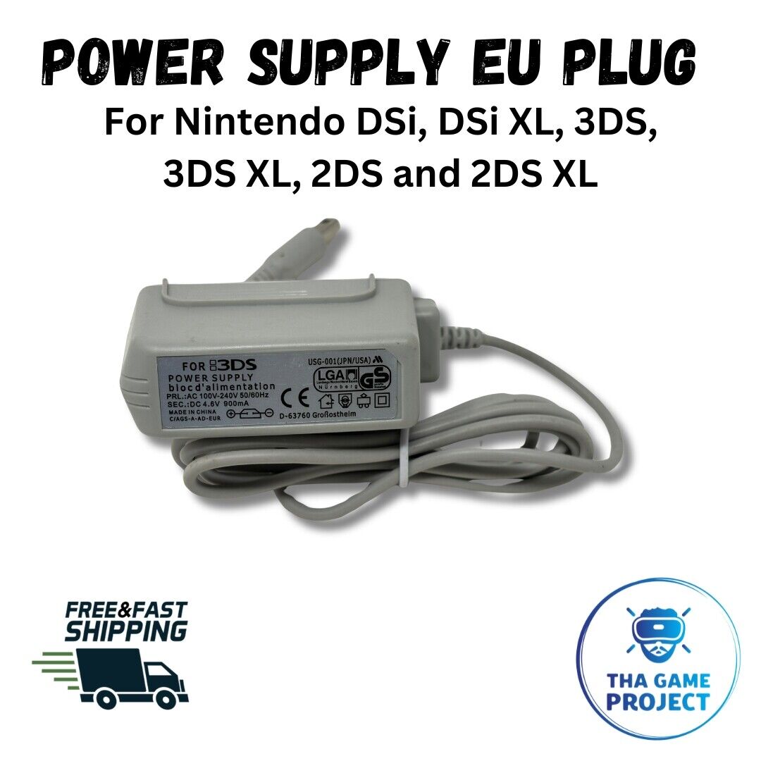 EU 2-Pin Nintendo 2DS/3DS/XL Power Supply Charger WAP-002(EU)