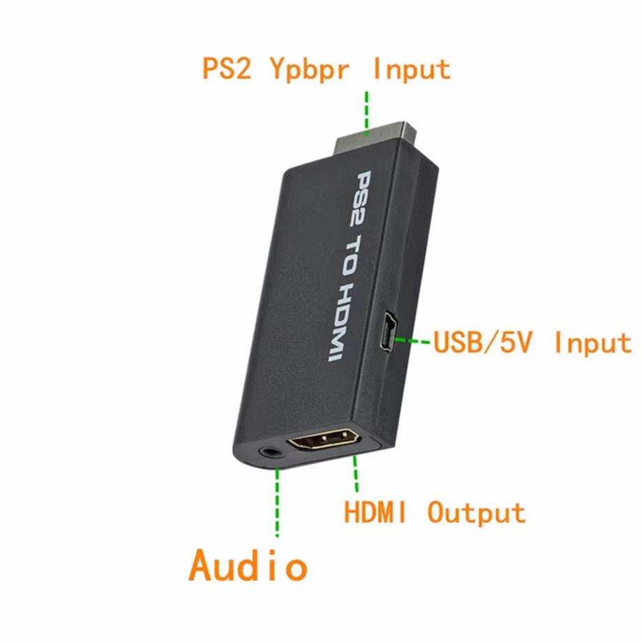 Convertidor de PS2 a HDMI: 480i/480p/576i, audio de 3,5 mm, alimentación por USB para televisores de alta definición