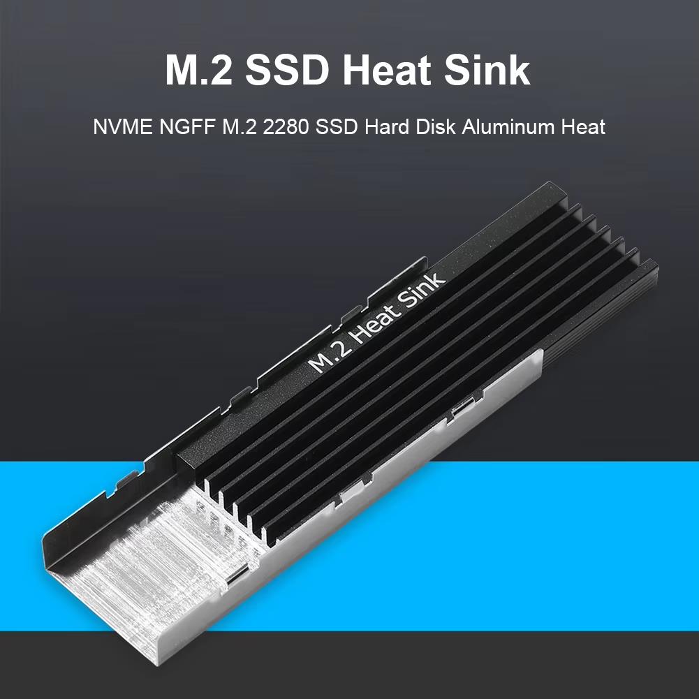Disipador de calor SSD M.2 - Aluminio para NVMe 2280, almohadilla de enfriamiento para PC/PS5 NEGRO