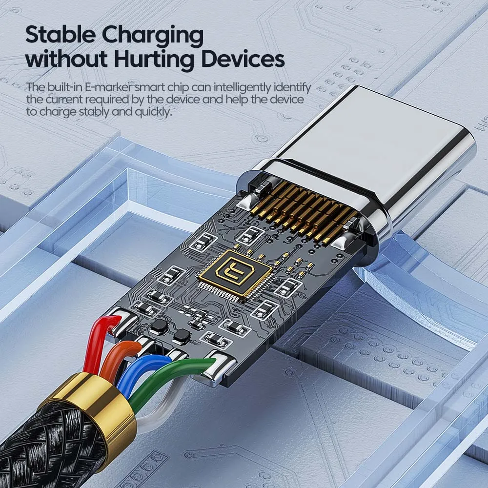 USB-C fast charging cable supporting 480Mbps data transmission for high-speed file transfer while charging.