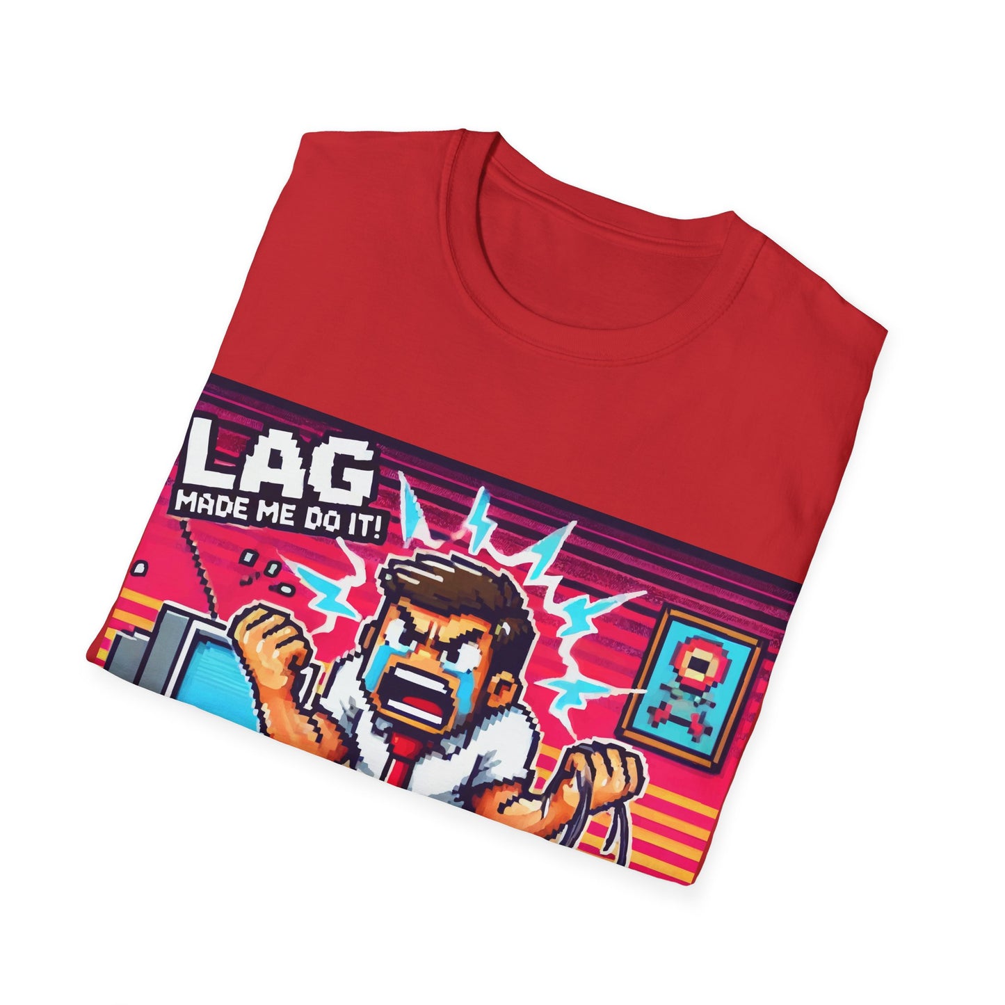 Funny Gamer Unisex Softstyle T-Shirt - 'Lag Made Me Do It' Design