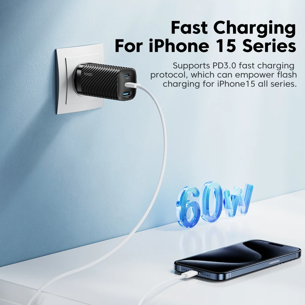 Built-in smart chip inside the USB-C charging cable prevents overheating, overcharging, and ensures safe, efficient charging for all devices.