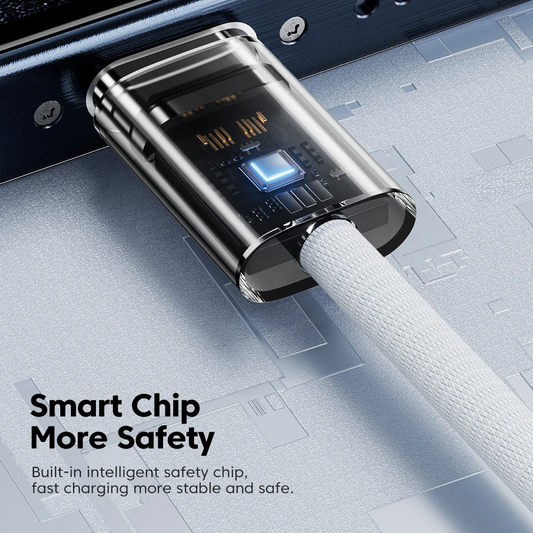 Durable nylon braided USB-C fast charging cable with reinforced connectors. Strong, tangle-free, and built for long-lasting performance.